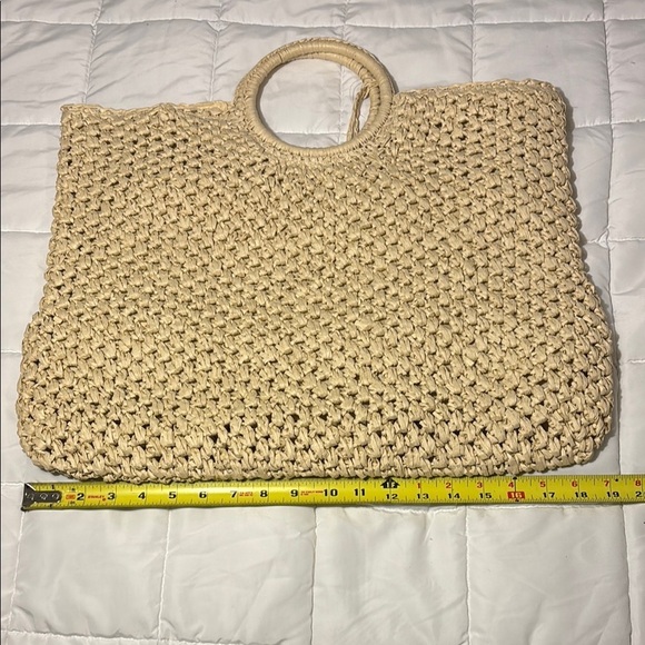 A.N.A. Tan Woven Tote Bag with Tassel - Picture 5 of 9